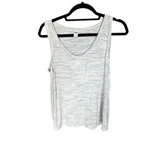 Luxe Old Navy Tank Top Striped Navy Blue and Gray Flowy Stretchy Shirt Size M